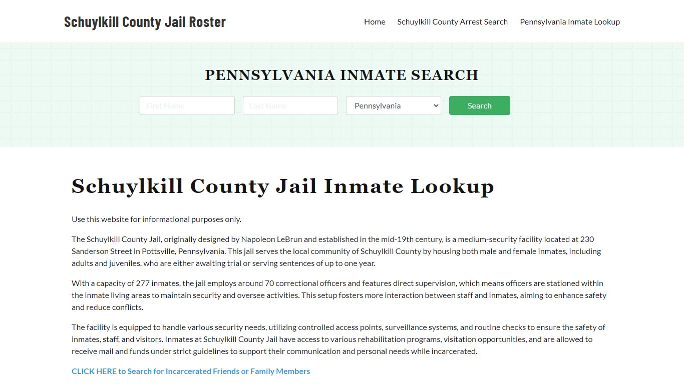 Schuylkill County Jail Roster Lookup, PA, Inmate Search