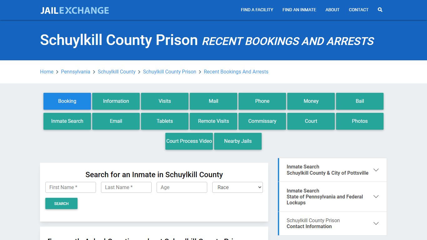 Schuylkill County Prison Recent Bookings And Arrests - Jail Exchange