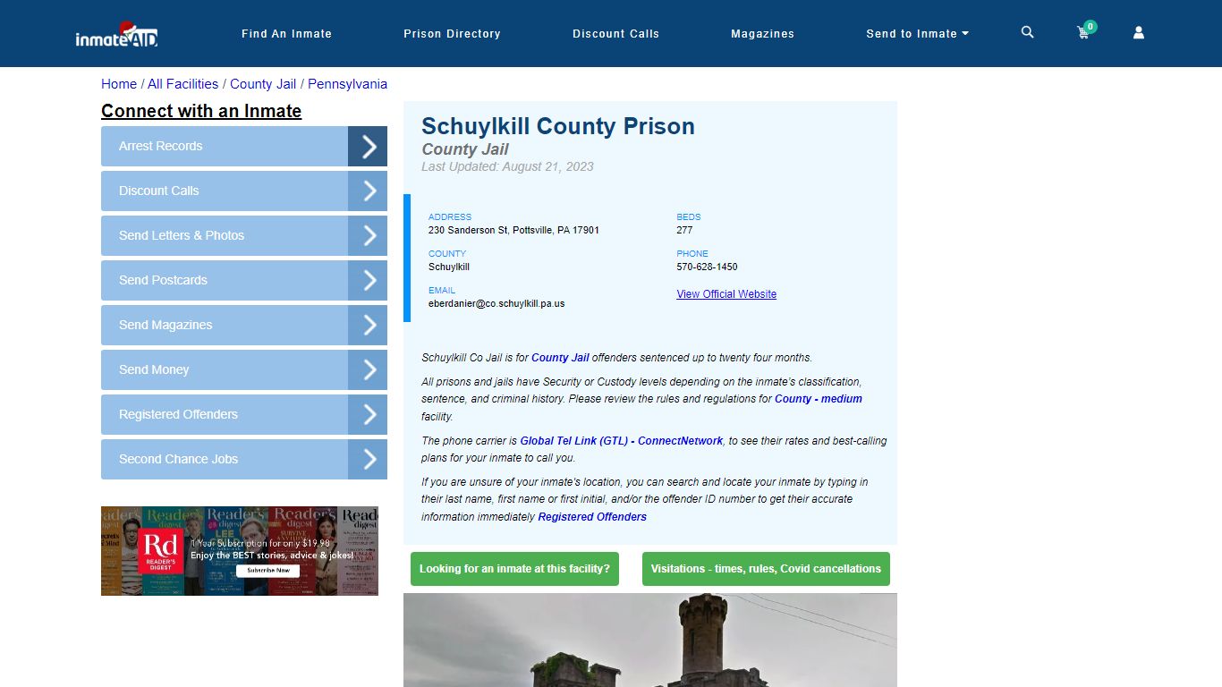Schuylkill County Prison - Inmate Locator - Pottsville, PA